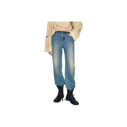 MO CO Smiley Co Branded Series Джинсовый синий Женские Джинсы