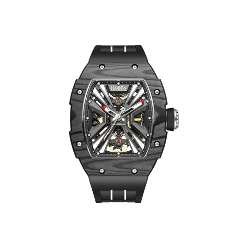 HaofaTourbillon 1929 Механический механизм Резиновый ремешок Мужские часы Черепный циферблат