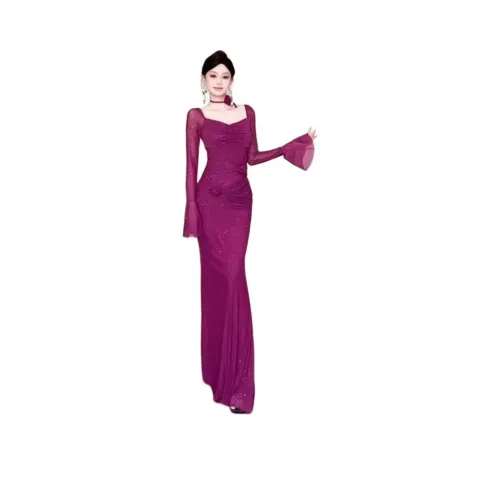 BONAS Длинное платье с длинными рукавами женское