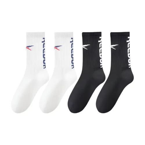 Reebok 4 Double 2 White 2 Black Мужские Баскетбольные Носки