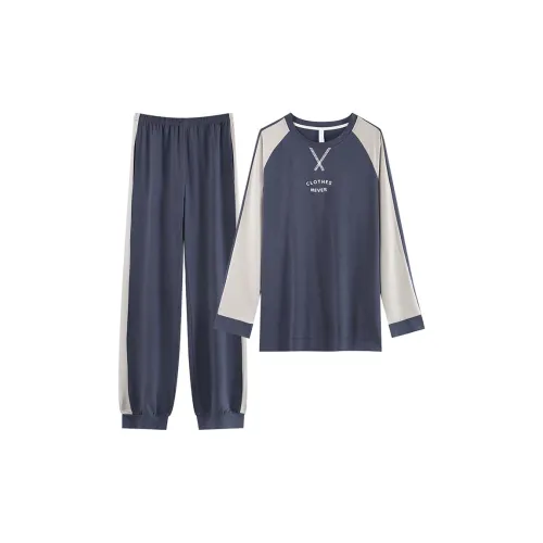 100% хлопок длинный рукав эластичная манжета мужской комплект пижам