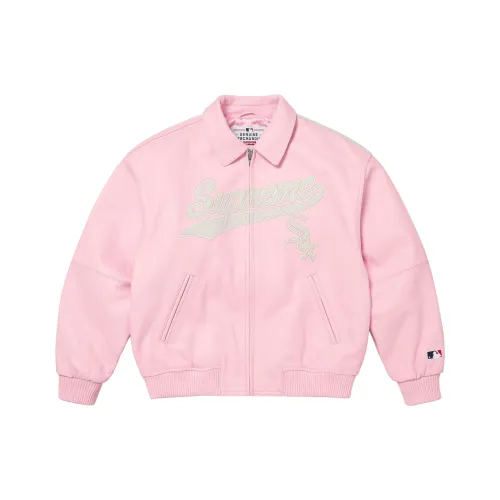 Supreme x Chicago White Sox FW25 WEEK5 Кожа VARSITY Куртка Куртки Пальто Унисекс