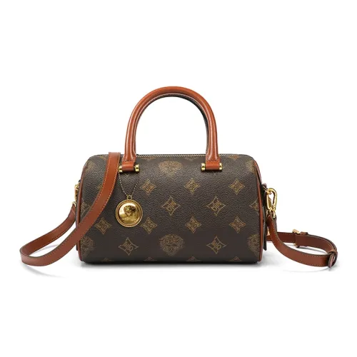 Ed Hardy Classic Series Лицевая коровья кожа Через плечо Одно плечо Сумка Обычный Женский Янтарно-коричневый