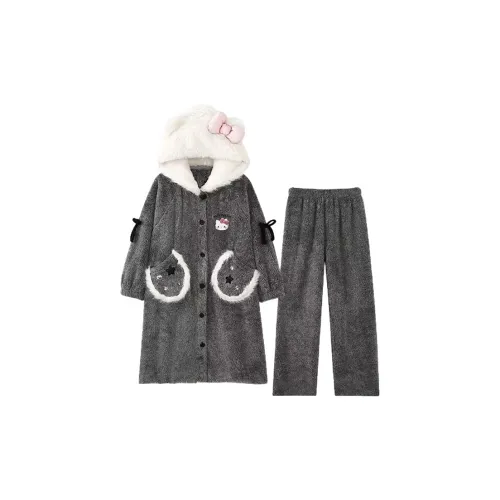 Meter Серый Кошка Сон Robe Женские Пижамные комплекты