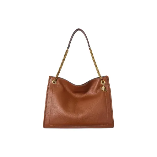 LAUREN RALPH LAUREN Сумка через плечо из крупнозернистой текстуры большая женская коричневая