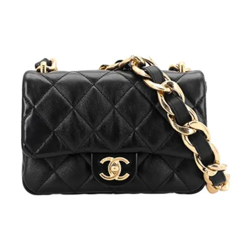 CHANEL 23P SS Lambskin Плечевая сумка сумка через плечо женская черная