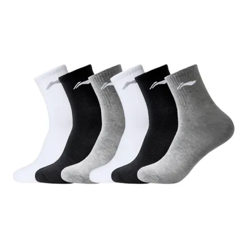 LINING 6 пар Черный, Белый, Серый Мужские носки MID до икры