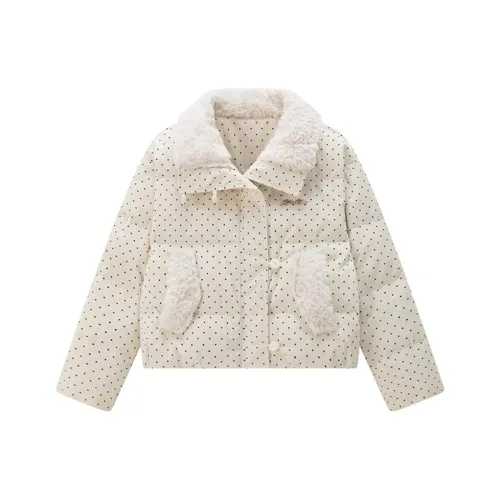 HNUF Экрю Polka Dot Пуховая куртка Женская пуховая куртка (пуф)