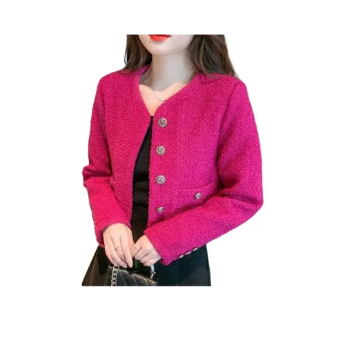 AHRTB Розовый Красный Женский Короткий Пальто