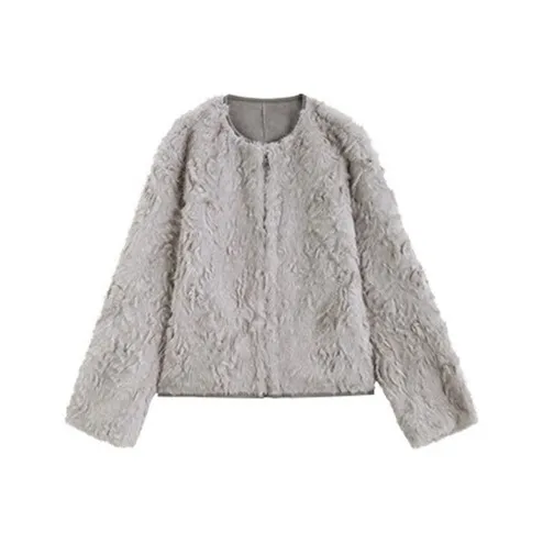 HDFULERN Серебристо-серый Женские Меховые изделия