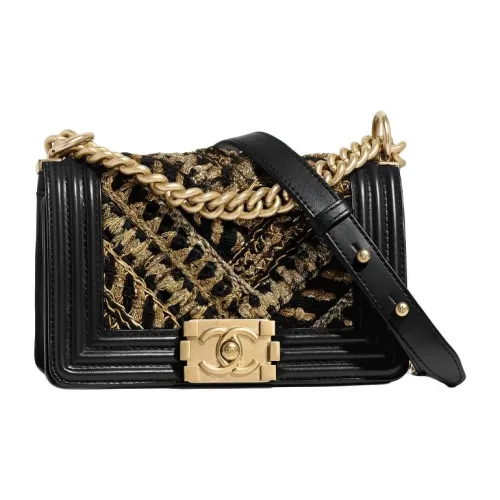 CHANEL LEBOY Телячья кожа Сумка с клапаном Сумка через плечо Сумка через плечо Женская Черный Золотой Многоцветный