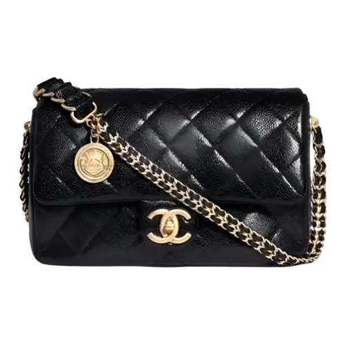 CHANEL Classic Flap CF Coin Collection Рельефная тисненая телячья кожа сумка с клапаном сумка через плечо средний размер
