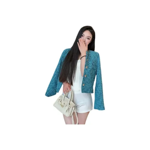 AHRTB Озерно-голубой Женский Короткий Пальто