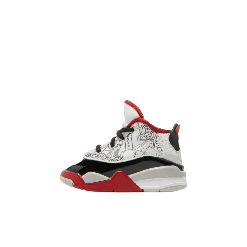 Джордан Dub Zero MID Топ Обувь для малышей Белый черный красный Infant And Toddler
