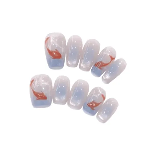 T Z Карп кои Играющий Вода Богатство Кошачий глаз False Nail MID Длина (размер в длину) Укороченный