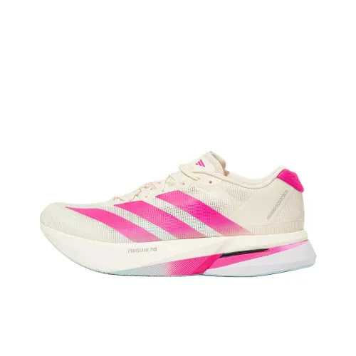 Adidas Adizero Boston 13 Slip-Resistant Abrasion-Resistant Rebound Running Shoes Unisex Jade White