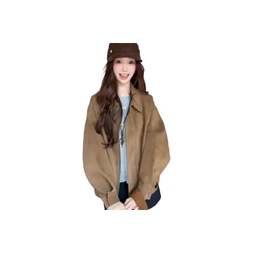 LANGQING Коричневый Бесплатно Wang Qing Бренд Наклеенный Женские Короткие пальто