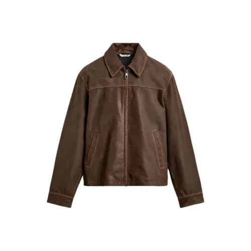 ZARA Коричневый Мужская Кожаная Куртка