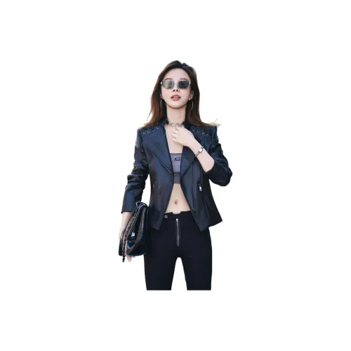 Devanro Черные Женские Кожаные Куртки