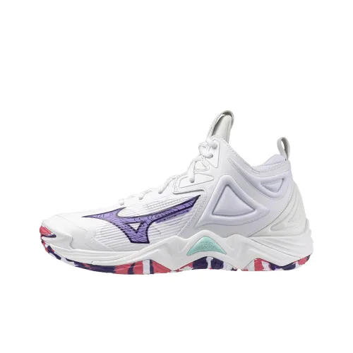 Mizuno Wave Momentum 3 Противоскользящие Устойчивые к истиранию MID Топ Кроссовки для тренировок Женские Белые