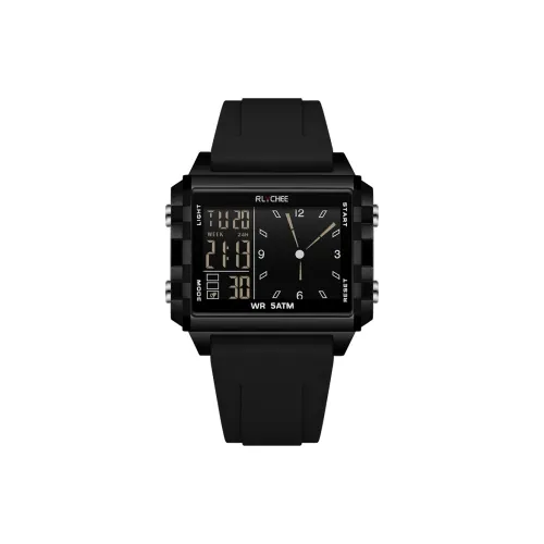 Rlychee Электронные Механические Часы Силиконовый Ремешок Унисекс Черный Циферблат