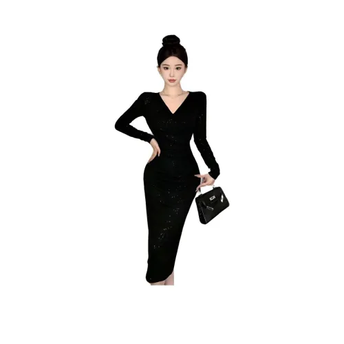 XIANSINIAO Длинное платье с длинными рукавами женское