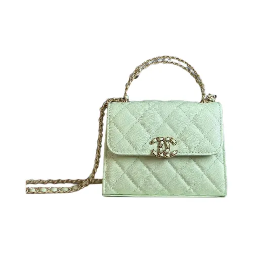 CHANEL Телячья кожа Сумка Kelly Сумка через плечо Маленькая Женская Зеленая