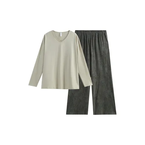 Same Language Пижамный комплект Женские Тонкий Серый · Углерод Черный