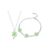 Счастливый браслет с четырехлистным клевером + ожерелье + набор одежды - зеленый