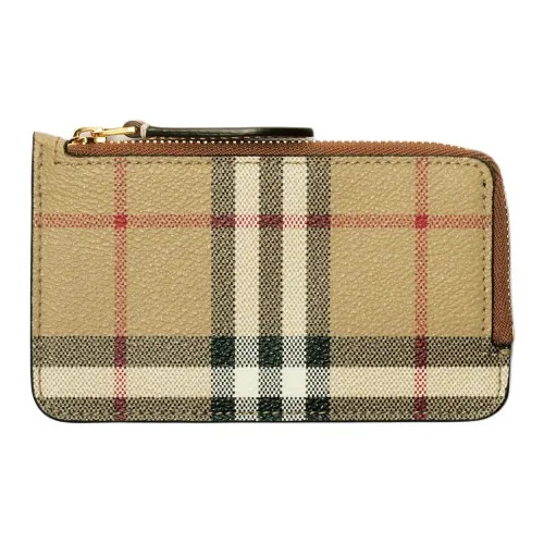 Burberry Футляр Для Карт В Клетку Застежка-молния Три Отделения Для Карт Вручную Прокрашенные Края