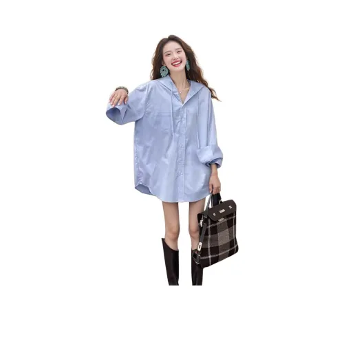 Wbwq Небесно-голубой Женские Рубашки