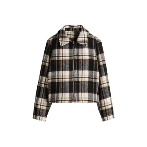 H M Бежевый Клетчатый Женские Куртки