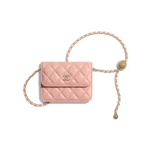 CHANEL Овчина Сумка через плечо Бананка Женская Розовая