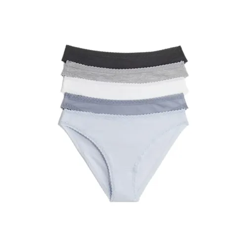 H M 5 пачек Светло-синий + Белый + Темно-серый + Серо-синий + Серый смешанный цвет Женские трусики-бикини