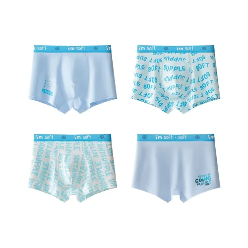 Red Bean 4 пачки Небесно-синий + Светло-синий + Лазурный + Озерный-синий Школьное нижнее белье