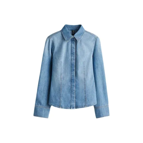 H M Джинсовый Синий Женские Рубашки
