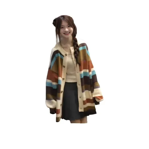 DEDY Полосатый кардиган свитер женский трикотаж