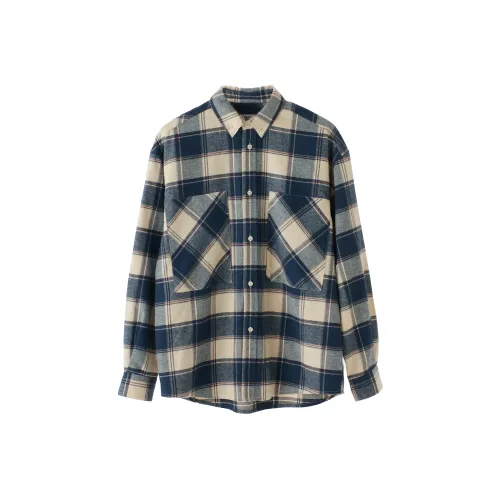 BUTTBILL Синие Белые Клетчатые Унисекс Рубашки