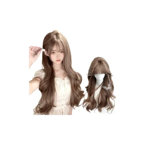 YOUXI [Мед Чай Льняная ткань] Большая волна Перука Женские Высокая температура Пряжа