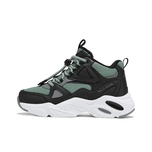 Skechers Kids Шок Абсорберы Устойчивые к Износу Противоскользящие MID Топ Повседневная Обувь Зеленый Черный Подростки