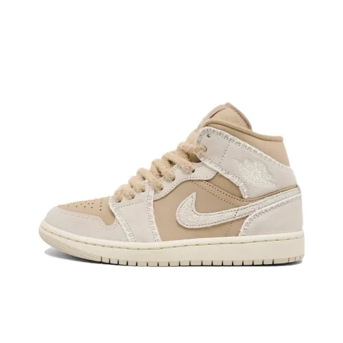 Jordan Air Jordan 1 MID Топ Скейтборд Кроссовки Женские Светло-Коричневый