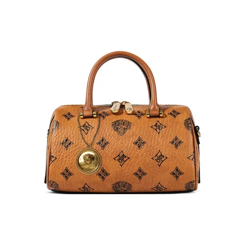 Ed Hardy Classic Series ПВХ с лицевой коровьей кожей Сумка через плечо Стандартная Женская Тигровая Кожа Коричневый