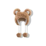 Теплый хаки, милая шапка с ушками медведя