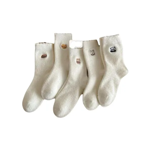 OEING 5 пар белых женских носков MID до икры