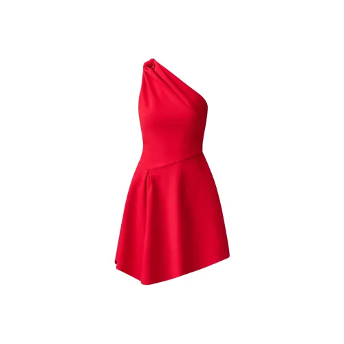 ELLIATTCOLLECTIVE Асимметричное Мини Платье в Красном Без Рукавов Женское Платье