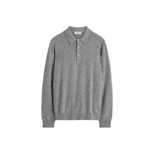 COS Светло-серый Мужской кашемировый свитер
