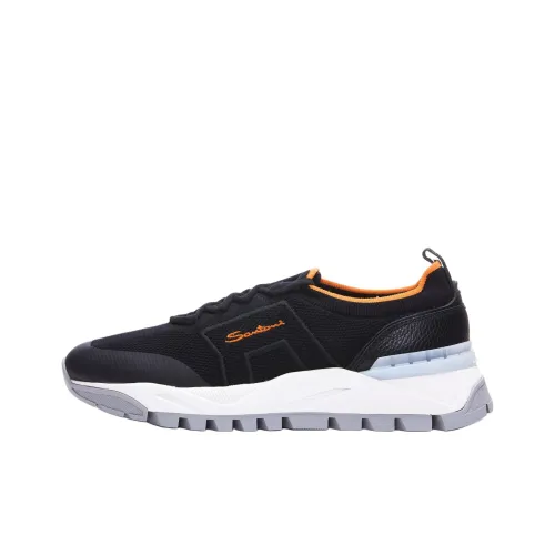 Santoni Низкий Топ Спортивная Повседневная Обувь Мужская Черный Оранжевый