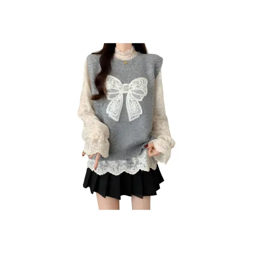 DEDY Серый Жилет Женские Трикотаж