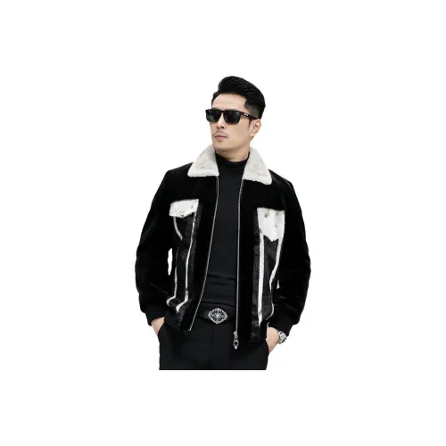 DKRVT Черный [Упаковка включена] Мужская меховая одежда