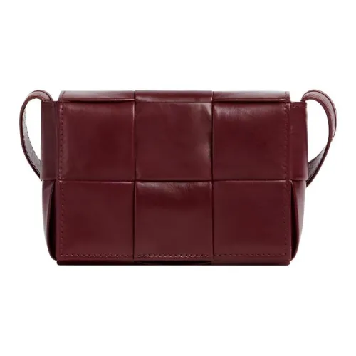 Bottega Veneta Cassette Вощеная кожа Сумка через плечо Мини Мужская Бургунди
